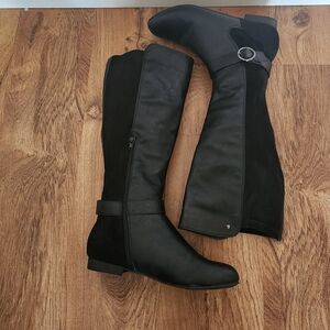 WIDE CALF   Black  Boots  Women's Knee-High
